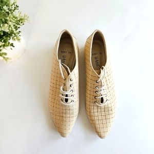 Italian Luxury Handmade Women's Beige  Lace Up Loafers Sz 7.5 / EU 38 NWOT